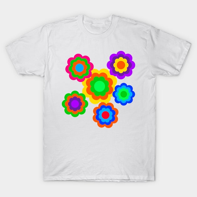 retro flowers colorful design T-Shirt by Bianka